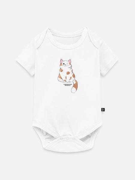 🐾 Rot-Weiße Katze 🐈 - Baby Premium Kurzarmbody - Weiß