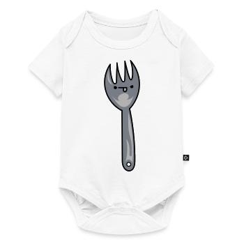 Dessin animé drôle spork avec visage - Body à manches courtes Premium Bébé - blanc - Devant