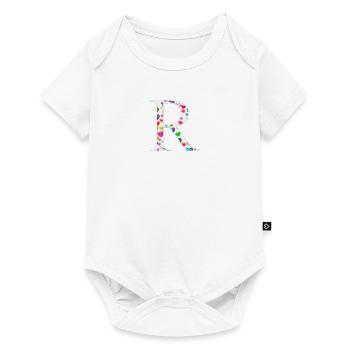 Personalisierbar Monogramm R Herzmuster - Baby Premium Kurzarmbody - Weiß - Vorne