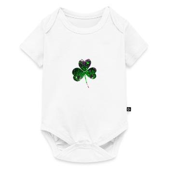 Trèfle, paillettes, trèfle, feuille, vert - Body à manches courtes Premium Bébé - blanc - Devant