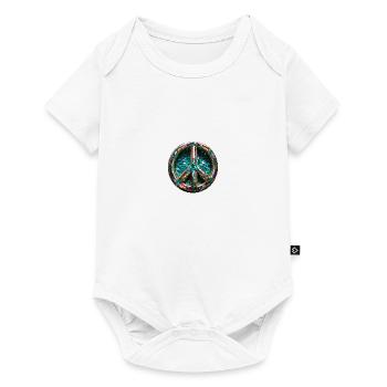 peace,peace sign,sequins,metallic - Baby Premium short-sleeve bodysuit - white - Front