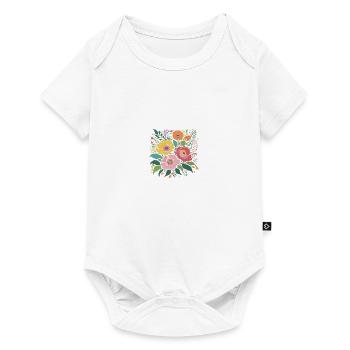 Bouquet de fleurs, pivoines, coquelicots, millésime, fleur - Body à manches courtes Premium Bébé - blanc - Devant