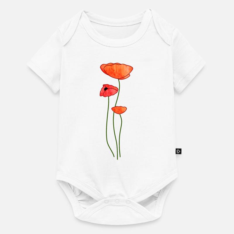 Trois fleurs de pavot - Body à manches courtes Premium Bébé - blanc