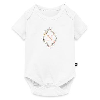 N monogramme, Floral, Boho - Body à manches courtes Premium Bébé - blanc - Devant