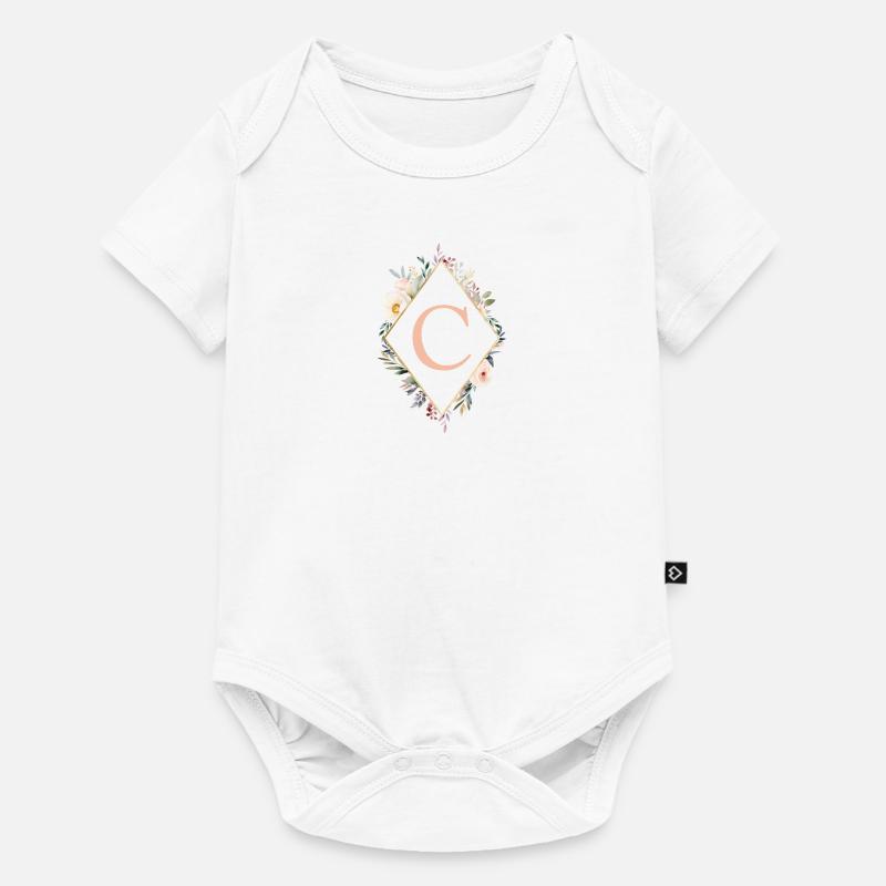 C Monogramm , Floral, Boho - Baby Premium Kurzarmbody - Weiß