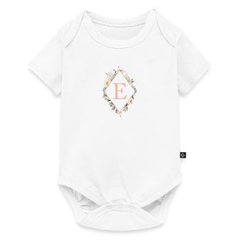 E Monogramm , Floral, Boho - Baby Premium Kurzarmbody - Weiß - Vorne
