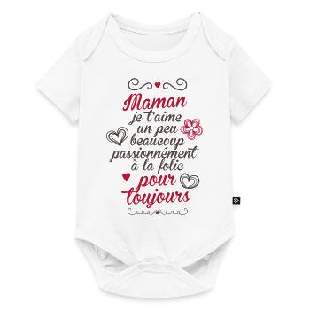 Fête des mères Maman je t'aime maman - Body à manches courtes Premium Bébé - blanc - Devant
