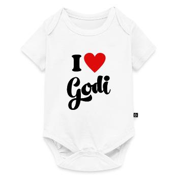 Godi Ich liebe Godi I love Godi Patentante Geschen - Baby Premium Kurzarmbody - Weiß - Vorne