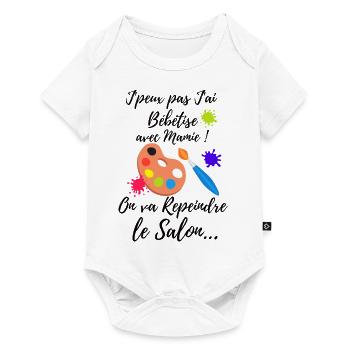 Bébé et mamie. Cadeau Humour naissance citation - Body à manches courtes Premium Bébé - blanc - Devant