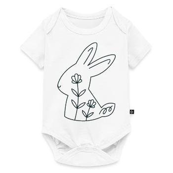 Cute floral rabbit with flowers - Baby Premium short-sleeve bodysuit - white - Front