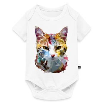Chat géométrique polygonal abstrait - Body à manches courtes Premium Bébé - blanc - Devant