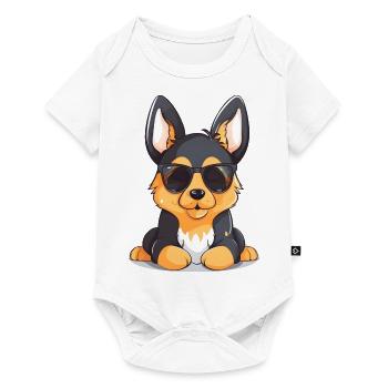 German Shepherd puppy with sunglasses - Baby Premium short-sleeve bodysuit - white - Front