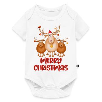 Rentier Weihnachten Christmas Geschenk - Baby Premium Kurzarmbody - Weiß - Vorne