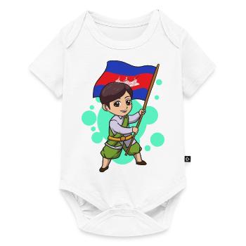 Temple du Cambodge Khmer Vintage drapeau je cadeau - Body à manches courtes Premium Bébé - blanc - Devant