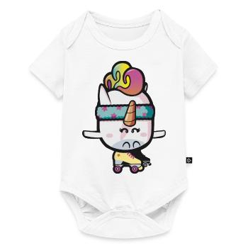 Licorne roller disco - Body à manches courtes Premium Bébé - blanc - Devant