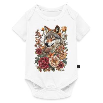 Wolf and flowers - Baby Premium short-sleeve bodysuit - white - Front