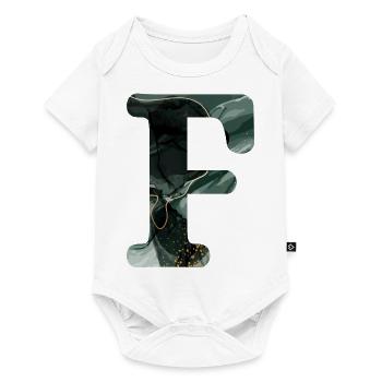 Lettre f marbré vert - Body à manches courtes Premium Bébé - blanc - Devant