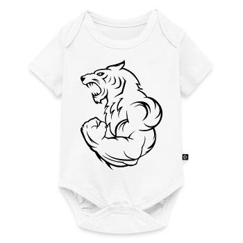 loup tigre fort - Body à manches courtes Premium Bébé - blanc - Devant