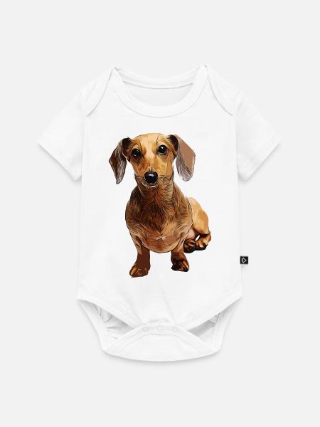 Dackel Teckel Dachshund - Baby Premium Kurzarmbody - Weiß