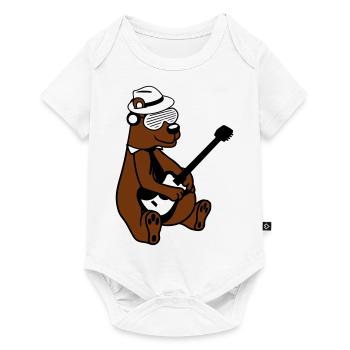 Seated Bear Brown Bear Plays Guitar Guitarist - Baby Premium short-sleeve bodysuit - white - Front