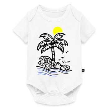 Palm Tree Holidays Plage Été - Body à manches courtes Premium Bébé - blanc - Devant