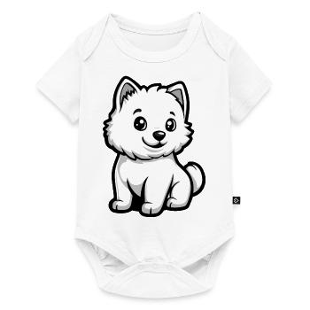 Samoyède chien bande dessinée mignon - Body à manches courtes Premium Bébé - blanc - Devant