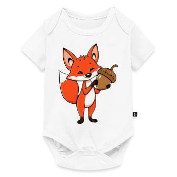 Proud Comic Fox with acorn - Baby Premium short-sleeve bodysuit - white - Front