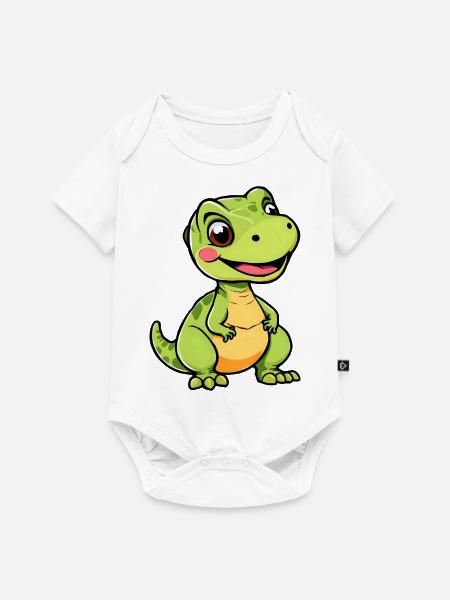 Verspielter Cartoon Dino - Baby Premium Kurzarmbody - Weiß
