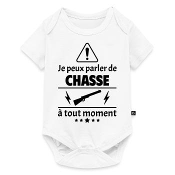 Je peux parler de chasse, chasseur, cadeau noël - Body à manches courtes Premium Bébé - blanc - Devant
