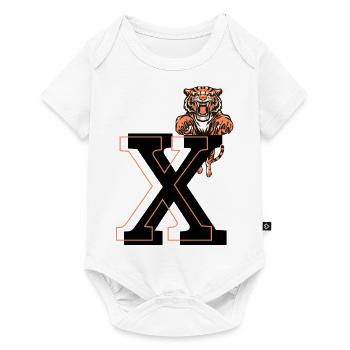 Buchstabe x Tiger - Geschenkidee - Baby Premium Kurzarmbody - Weiß - Vorne