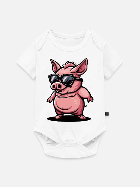 Schwein Comic Cool Sau - Baby Premium Kurzarmbody - Weiß