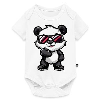 Panda Comic Cool - Baby Premium Kurzarmbody - Weiß - Vorne