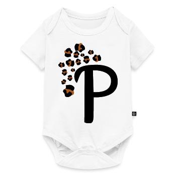 Lettre p motifs léopard - Body à manches courtes Premium Bébé - blanc - Devant