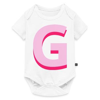 Pop- und moderner rosafarbener Buchstabe g - Baby Premium Kurzarmbody - Weiß - Vorne