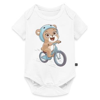 Cute Cyclist Bear with Helmet Bicycle Sport - Baby Premium short-sleeve bodysuit - white - Front