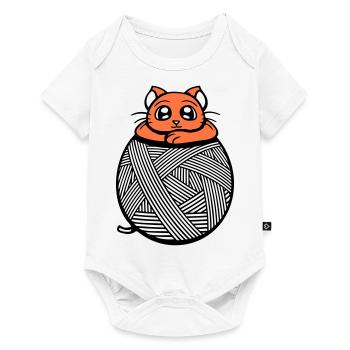 Cat Yarn Yarn Yarn Ball Sewing Knitting Cute - Baby Premium short-sleeve bodysuit - white - Front