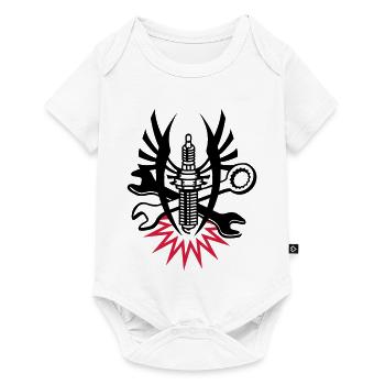 A spark plug with two wrenches - Baby Premium short-sleeve bodysuit - white - Front