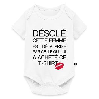 desole femme prise - Body à manches courtes Premium Bébé - blanc - Devant