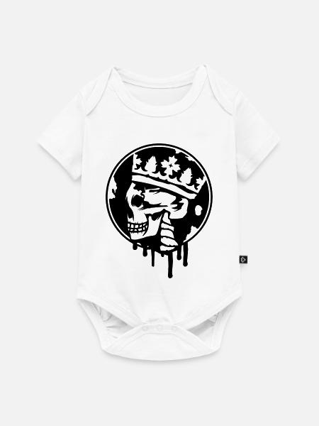 Totenschädel mit Krone Graffiti - Baby Premium Kurzarmbody - Weiß