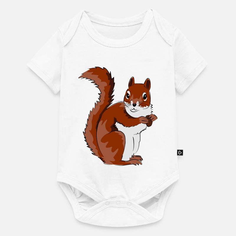 Niedliche Eichhörnchen Illustration - Baby Premium Kurzarmbody - Weiß