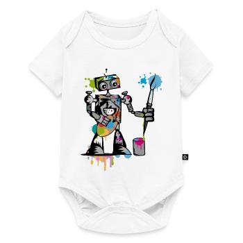 A robot with a brush - Baby Premium short-sleeve bodysuit - white - Front