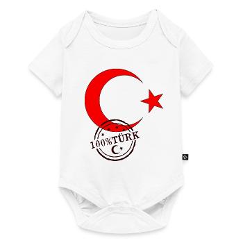 Drapeau turc 100% Türk - Body à manches courtes Premium Bébé - blanc - Devant