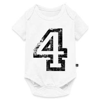 Zahl 4 (Vintage Weiß) 4. Geburtstag Nr. 4 - Baby Premium Kurzarmbody - Weiß - Vorne