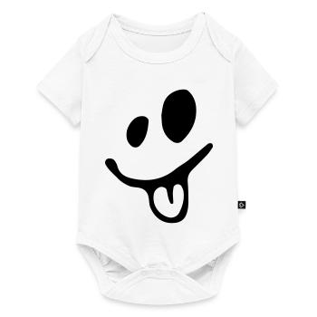 lachendes Gesicht zeigt dir die Zunge - Baby Premium Kurzarmbody - Weiß - Vorne