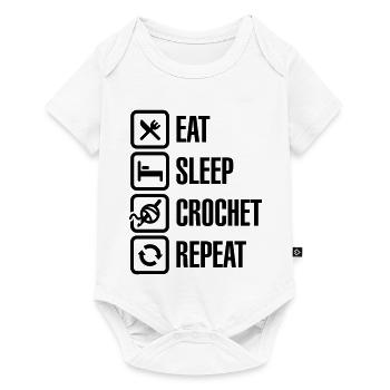 Eat Sleep Crochet Repeat - Baby Premium short-sleeve bodysuit - white - Front