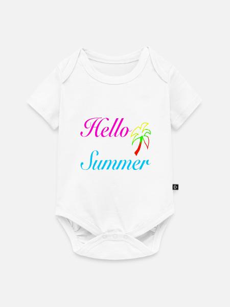 Hello Summer Palmen Neon - Baby Premium Kurzarmbody - Weiß