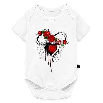 Gouttes de graffiti en forme de cœur de rose - Body à manches courtes Premium Bébé - blanc - Devant