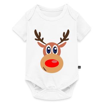 Rudolph Noël de Noël visage - Body à manches courtes Premium Bébé - blanc - Devant