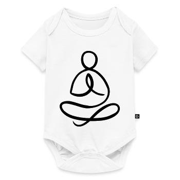 Meditating human, yogi, black line style - Baby Premium short-sleeve bodysuit - white - Front