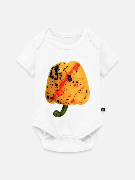 Paprika 🫑 (gelb) - Baby Premium Kurzarmbody - Weiß